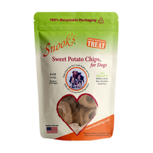 Load image into Gallery viewer, 8oz pouch of Snook&#39;s Sweet Potato Chips for dogs. Made from dried golden sweet potatoes.