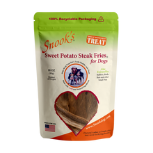 Load image into Gallery viewer, 10oz  pouch Sweet Potato Steak Fries for Dogs - made from GMO Free dried golden sweet potatoes.