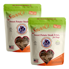 Load image into Gallery viewer, (2) 5lb pouches Sweet Potato Steak Fries for Dogs - made from GMO Free dried golden sweet potatoes.